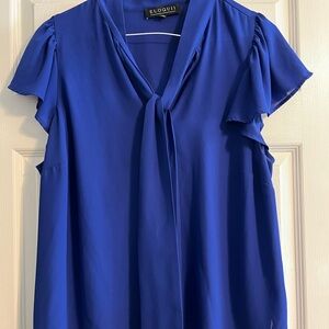 Eloquii Women's Royal Blue Flutter Sleeve Blouse